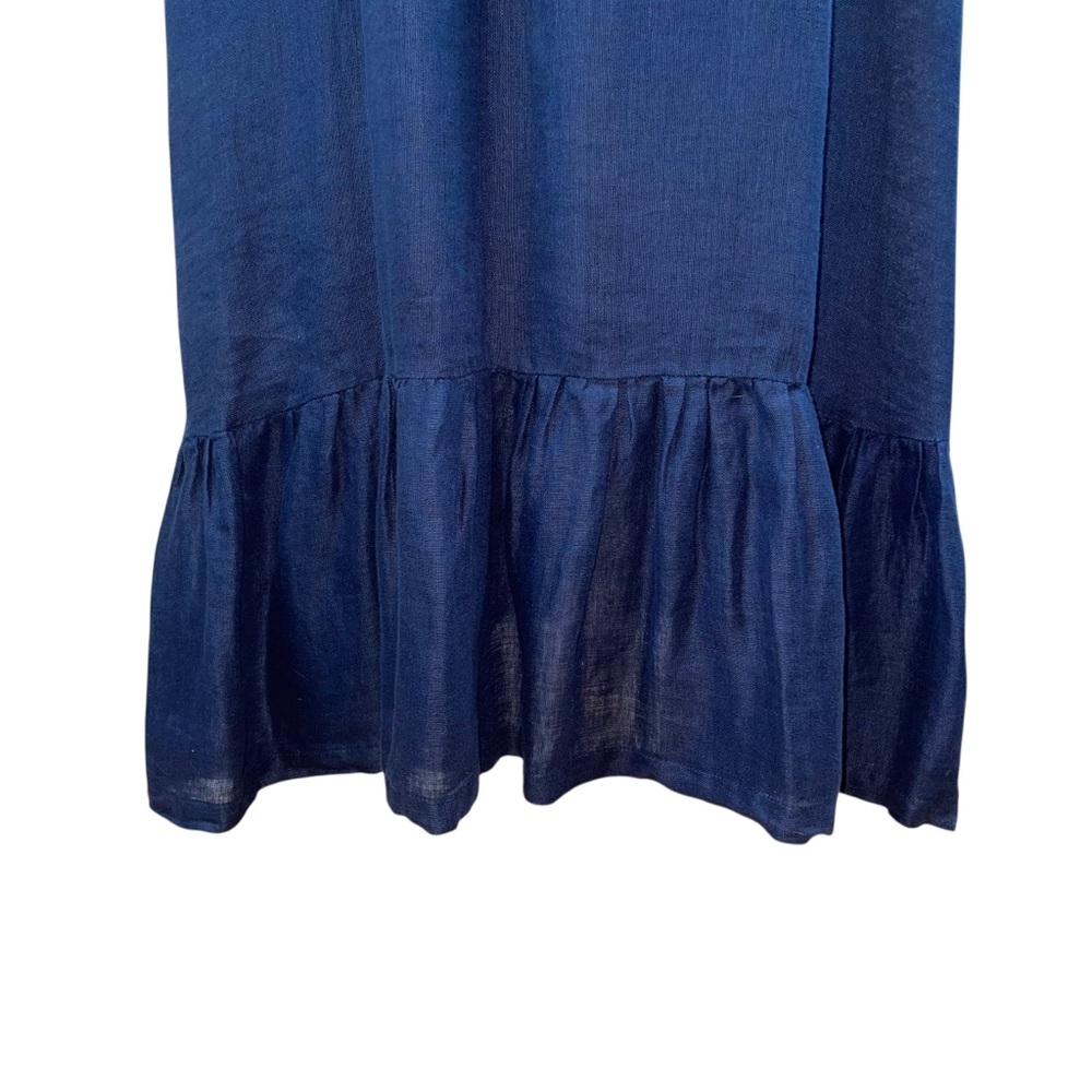 Antibes Blanc Halter Linen Navy Blue with Rope Straps Maxi Dress Sz S - Picture 8 of 8